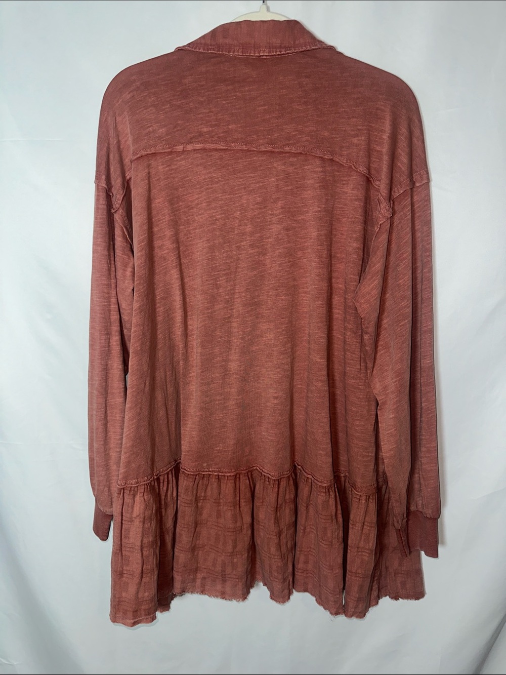 easel Washed Rust Button-Front Tunic Shirt - Picture 8 of 8